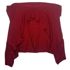 Vintage size small all over red layered short sleeve open front cardigan shirt